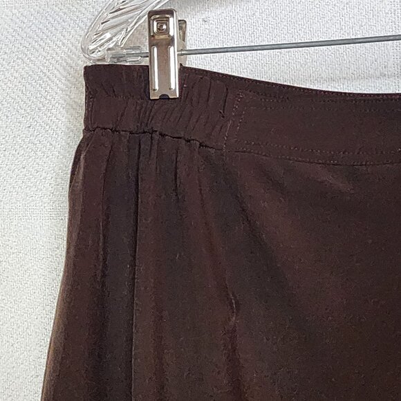 Zenergy Brown Poly Span Button Elastic Waist Pocket Flat Front Pant Chico 2 US L - Picture 12 of 16